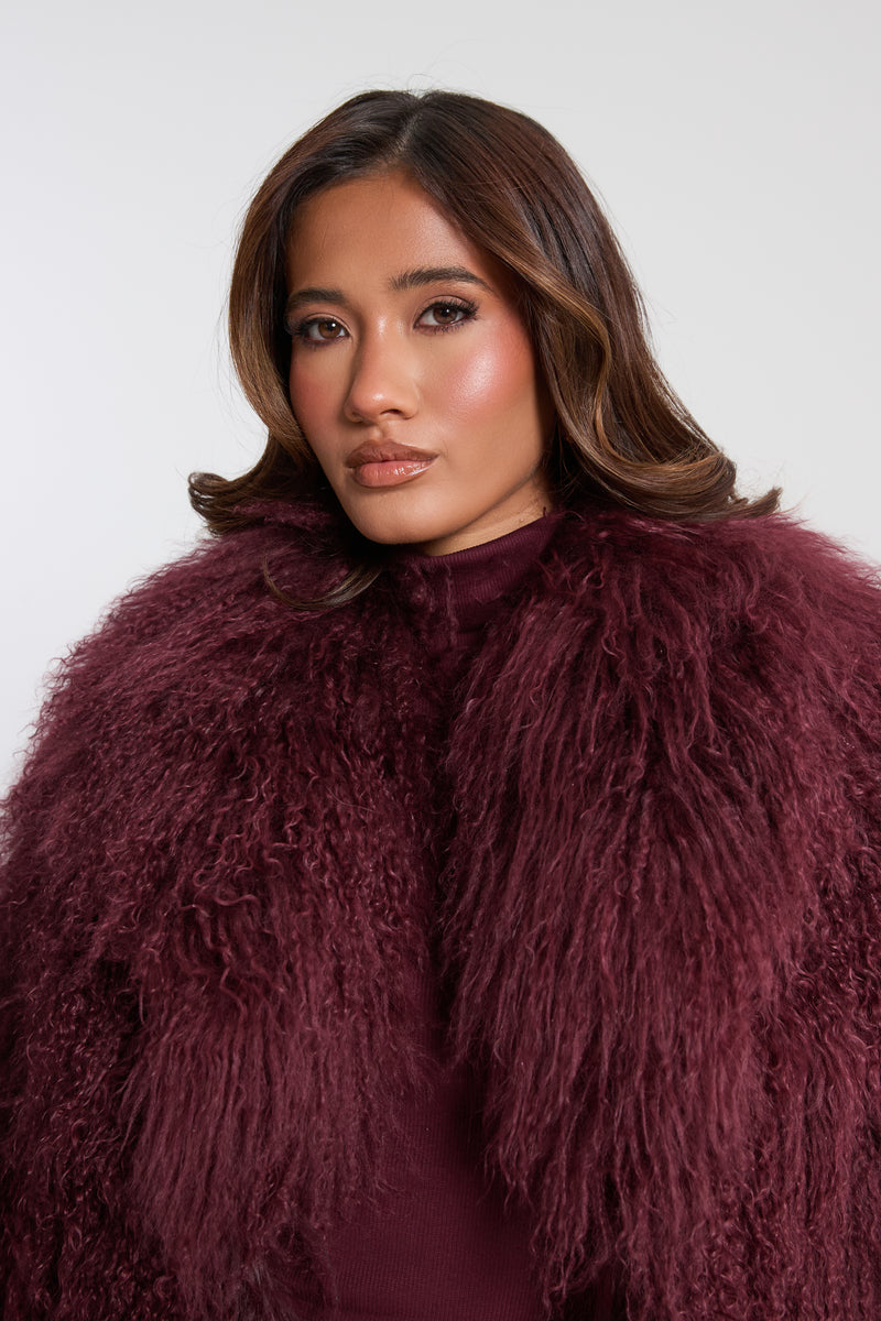 Elsa Cropped Mongolian Fur Coat