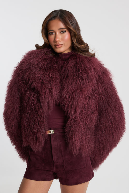 Elsa Cropped Mongolian Fur Coat