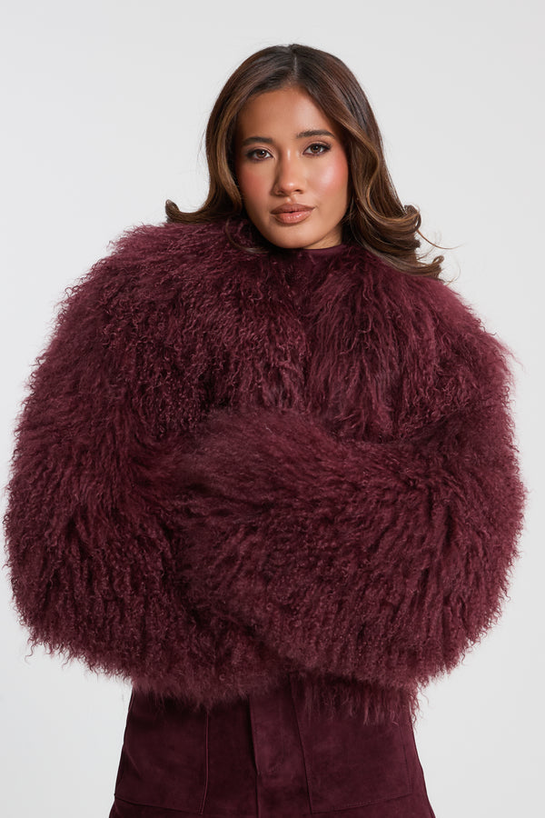 Elsa Cropped Mongolian Fur Coat