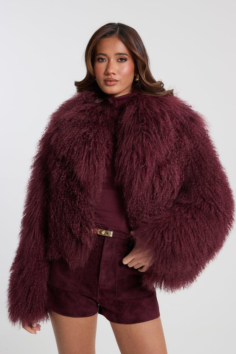 Elsa Cropped Mongolian Fur Coat
