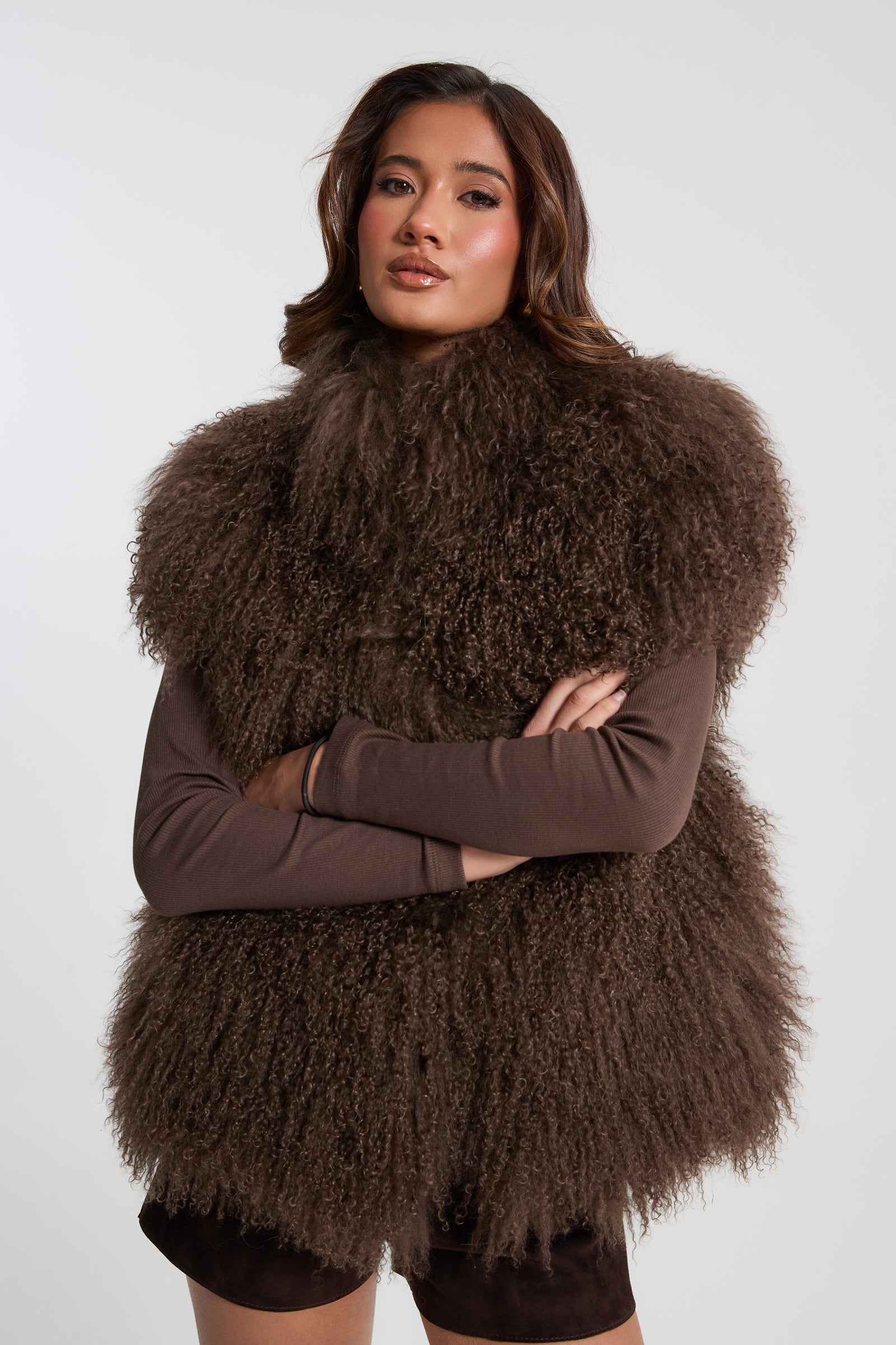 ヤマダヤ　Aga 【尾州】beaver stole Gilet Coat 美品 Cassandre Mongolian Gilet – TwentyFall