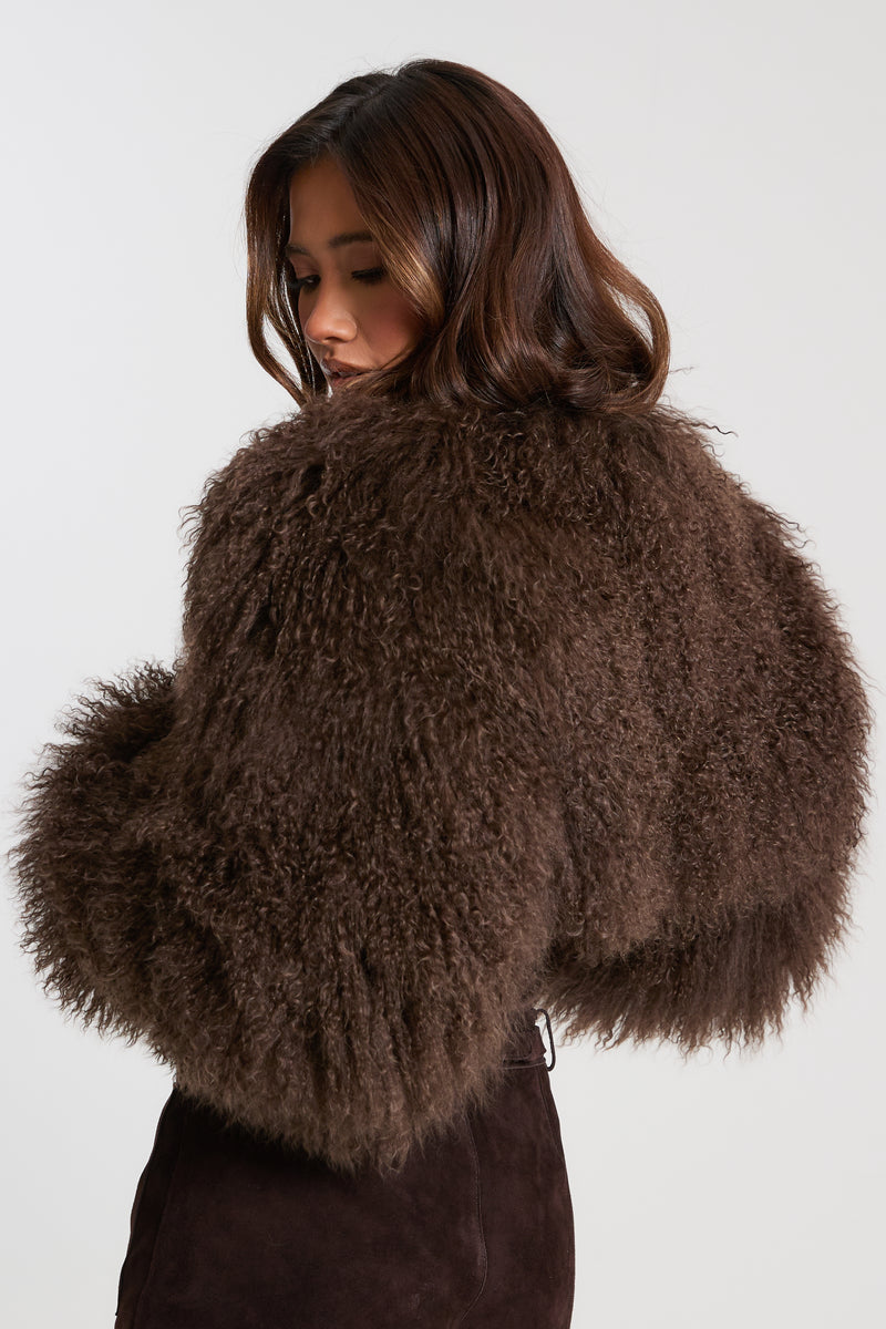 Dia Cropped Mongolian Fur Coat