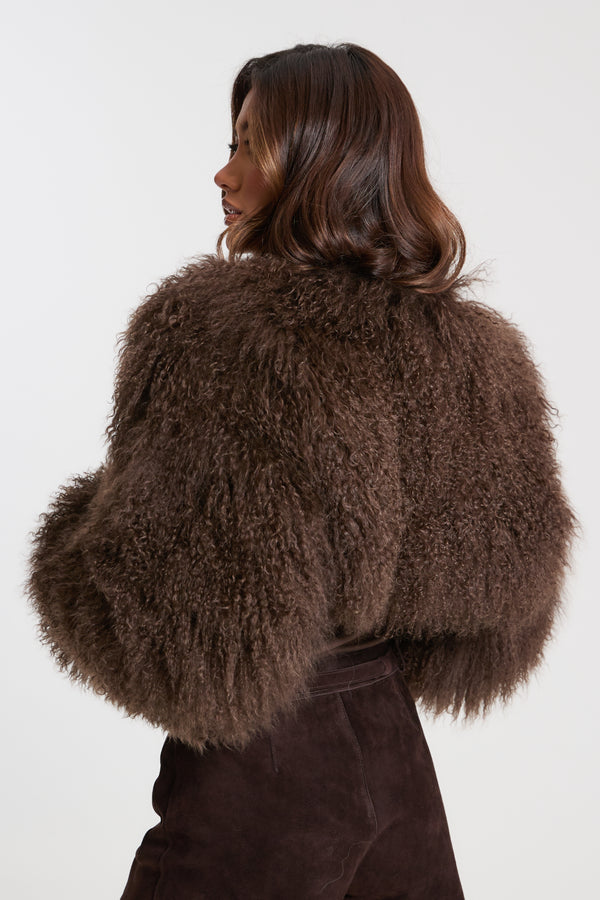 Dia Cropped Mongolian Fur Coat