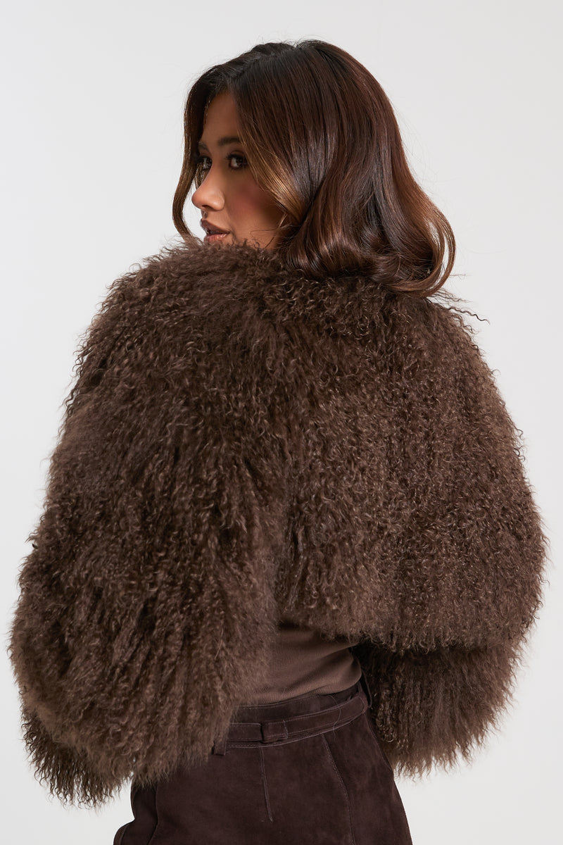 Dia Cropped Mongolian Fur Coat