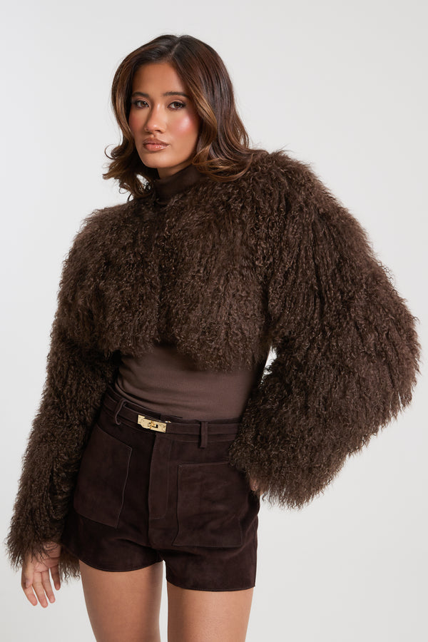 Dia Cropped Mongolian Fur Coat