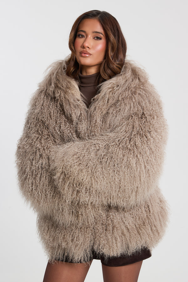 Jasmine Mongolian Fur with Hood