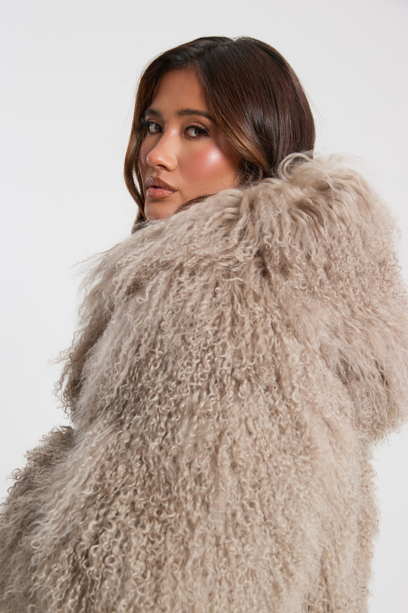 Jasmine Mongolian Fur with Hood
