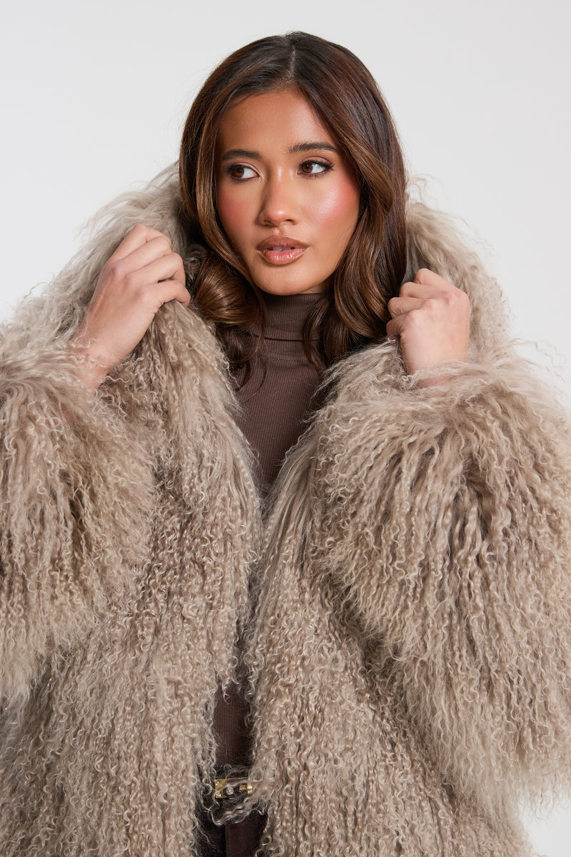 Jasmine Mongolian Fur with Hood