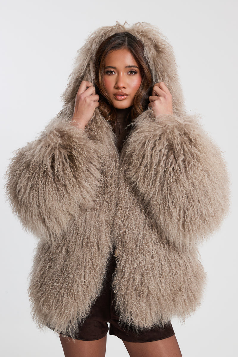 Jasmine Mongolian Fur with Hood