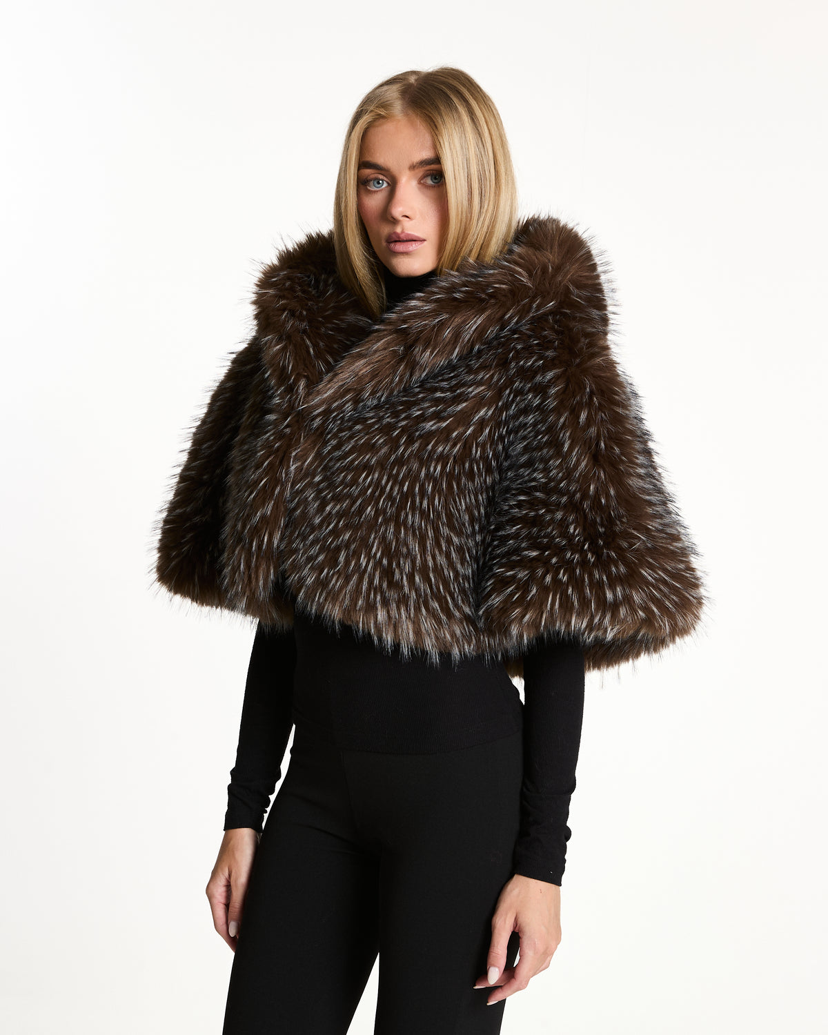 Luxury Faux Fur Cape with Hood