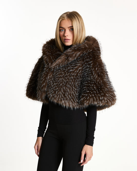 Luxury Faux Fur Cape with Hood