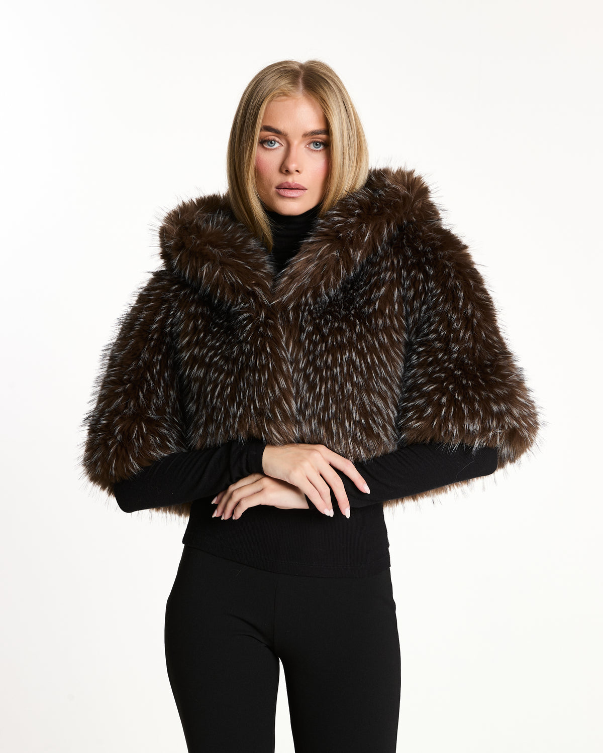 Luxury Faux Fur Cape with Hood
