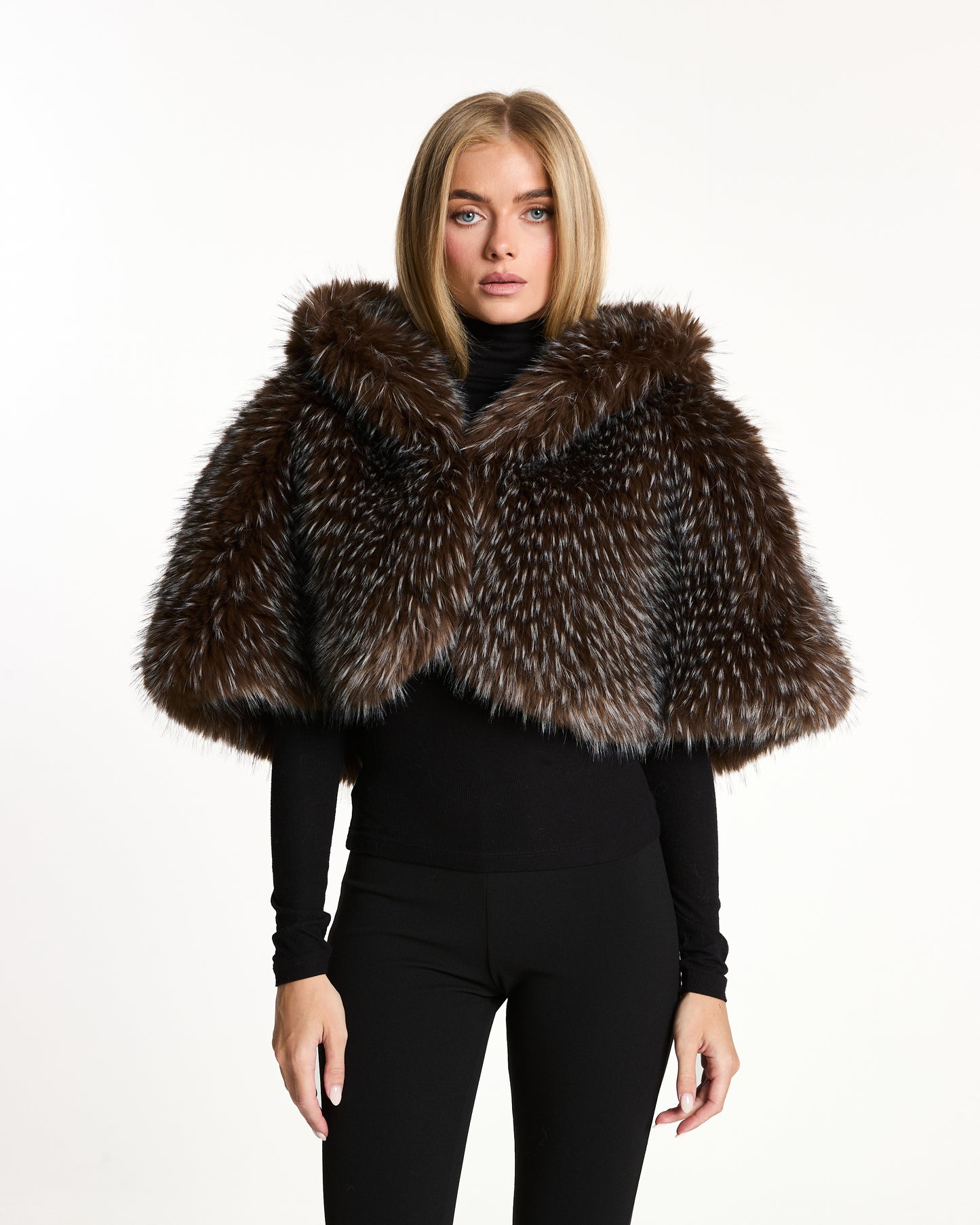 Luxury Faux Fur Cape with Hood
