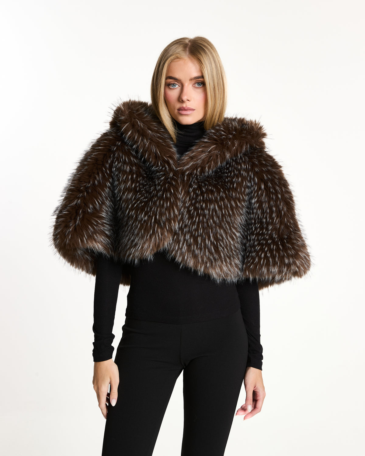 Luxury Faux Fur Cape with Hood