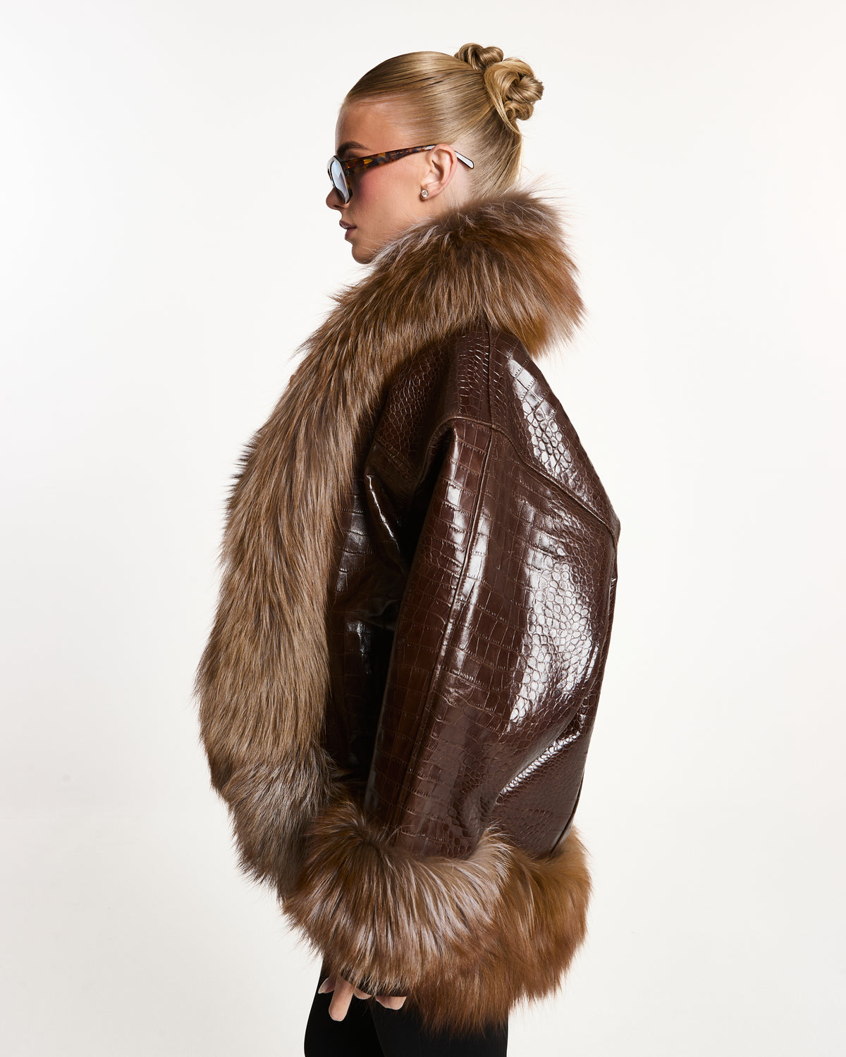 Khloe Croc Leather Jacket