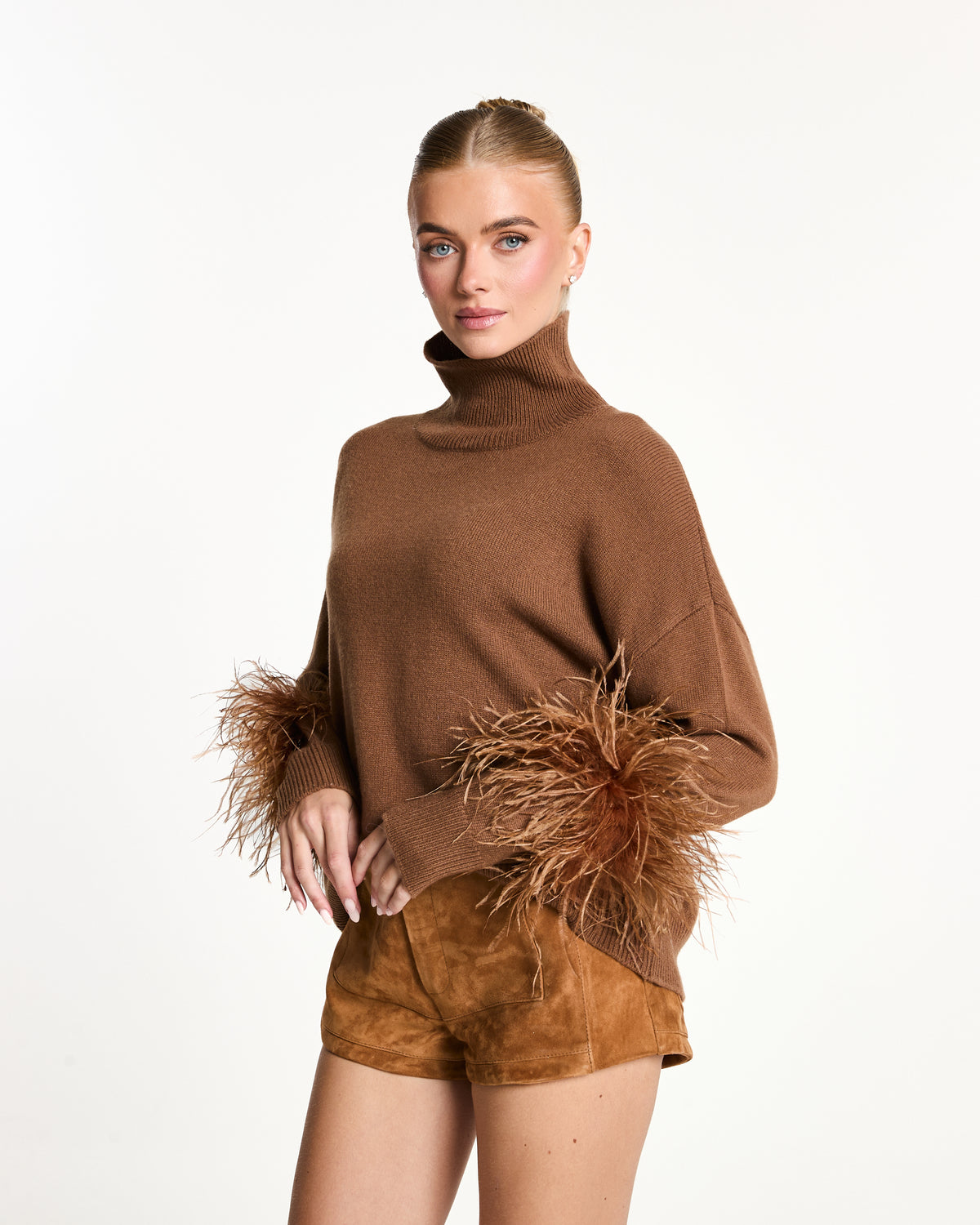 Wool Jumper with Feather Cuffs