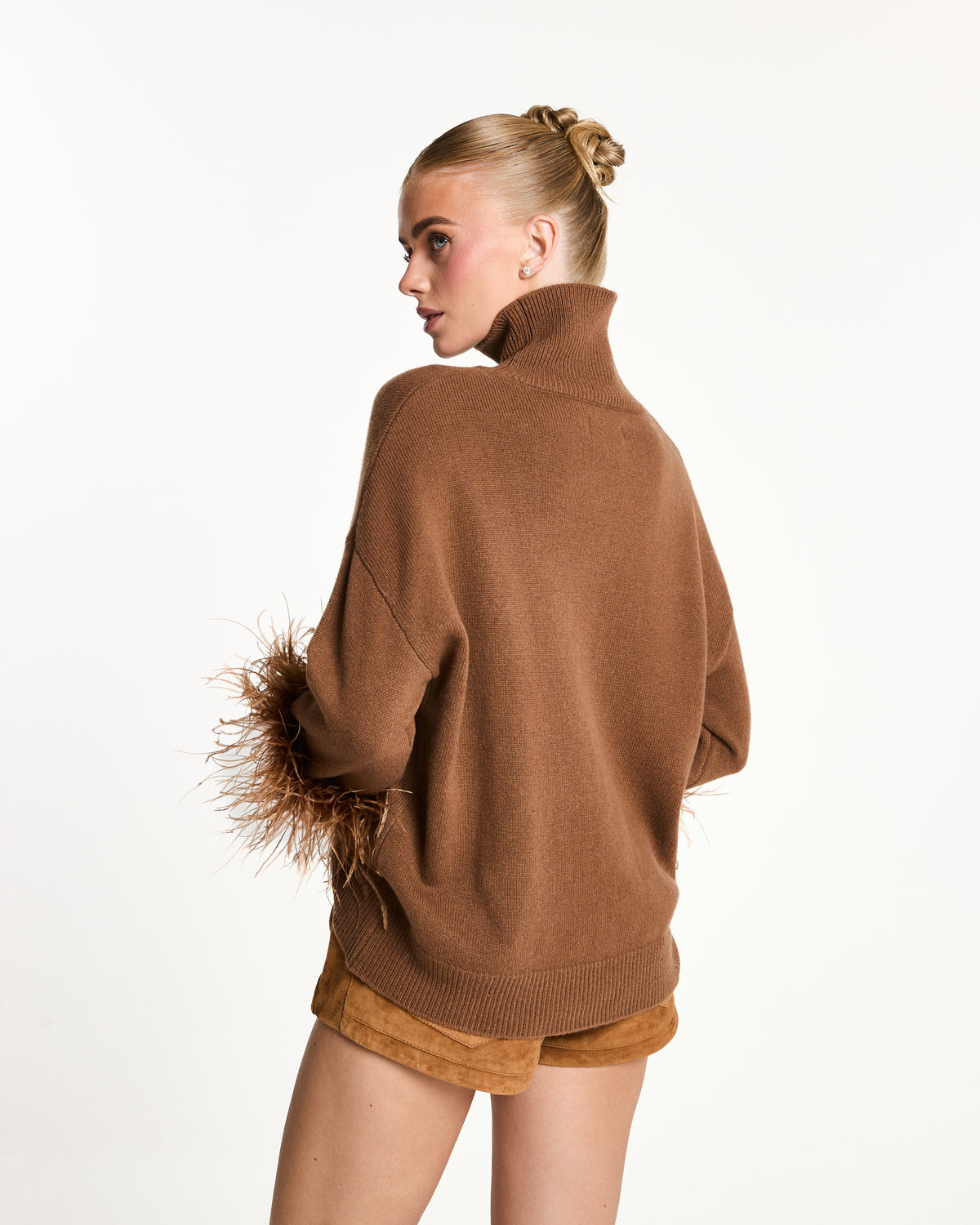 Wool Jumper with Feather Cuffs