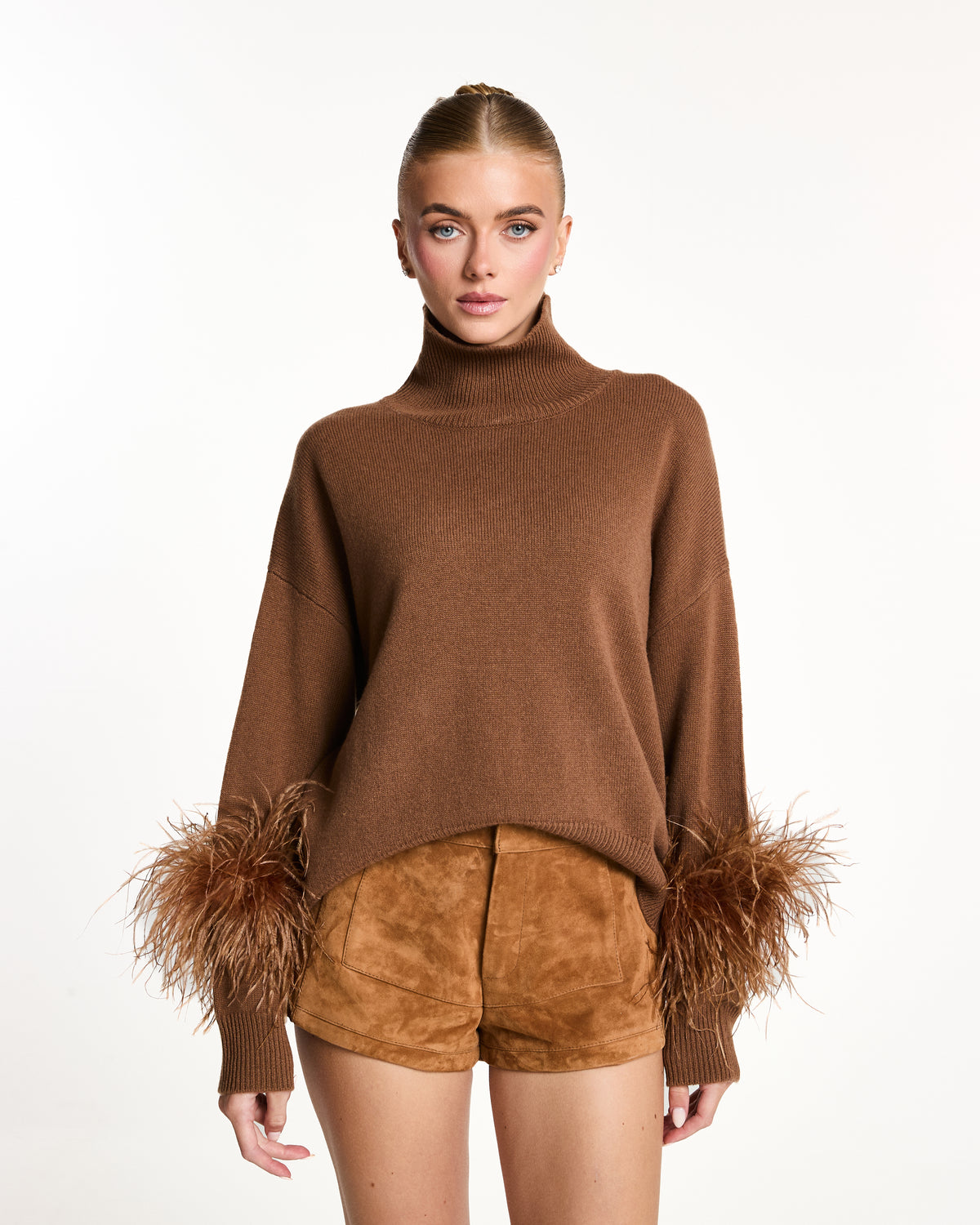 Wool Jumper with Feather Cuffs