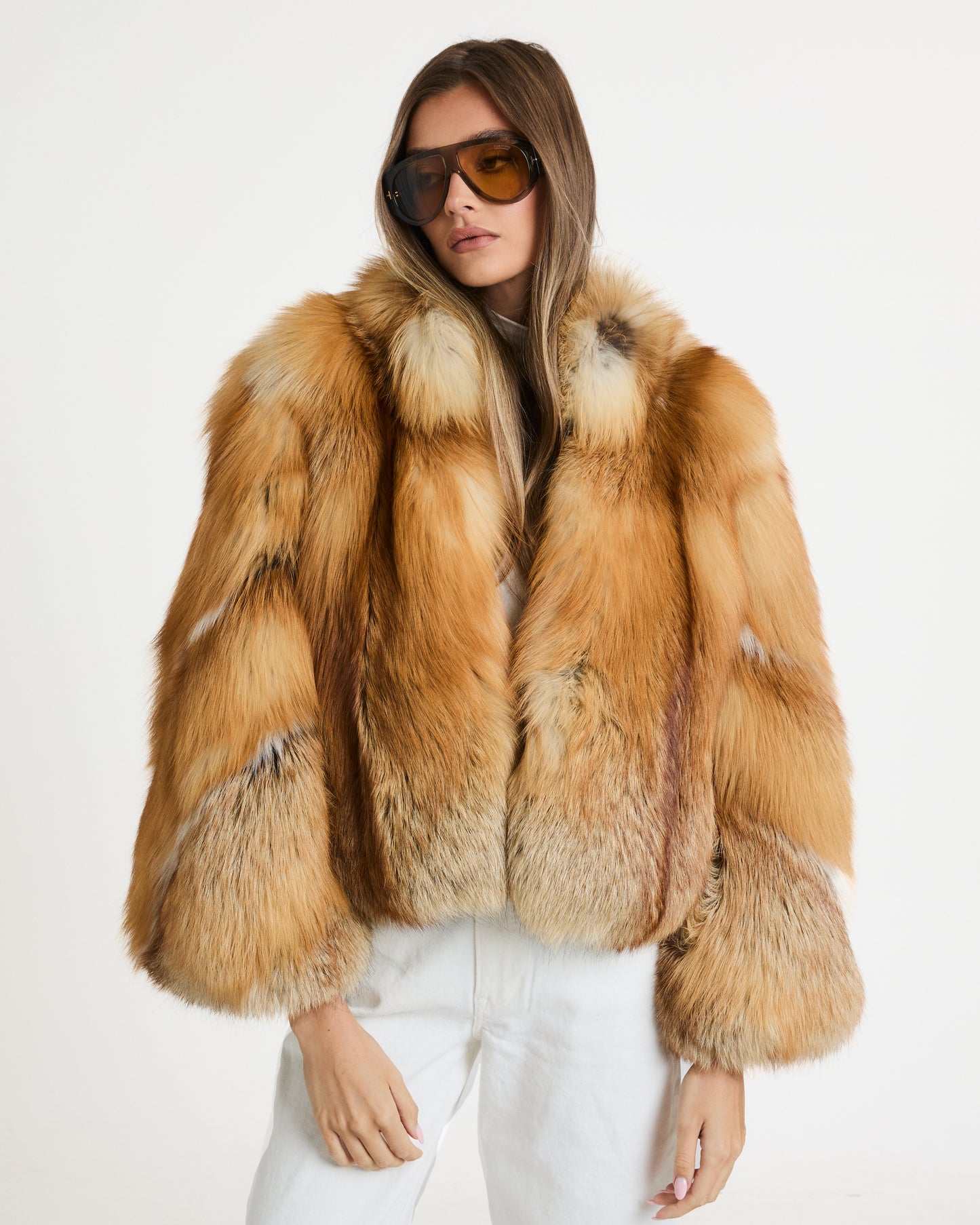 Red Fox Fur Full Pelt Coat with Collar