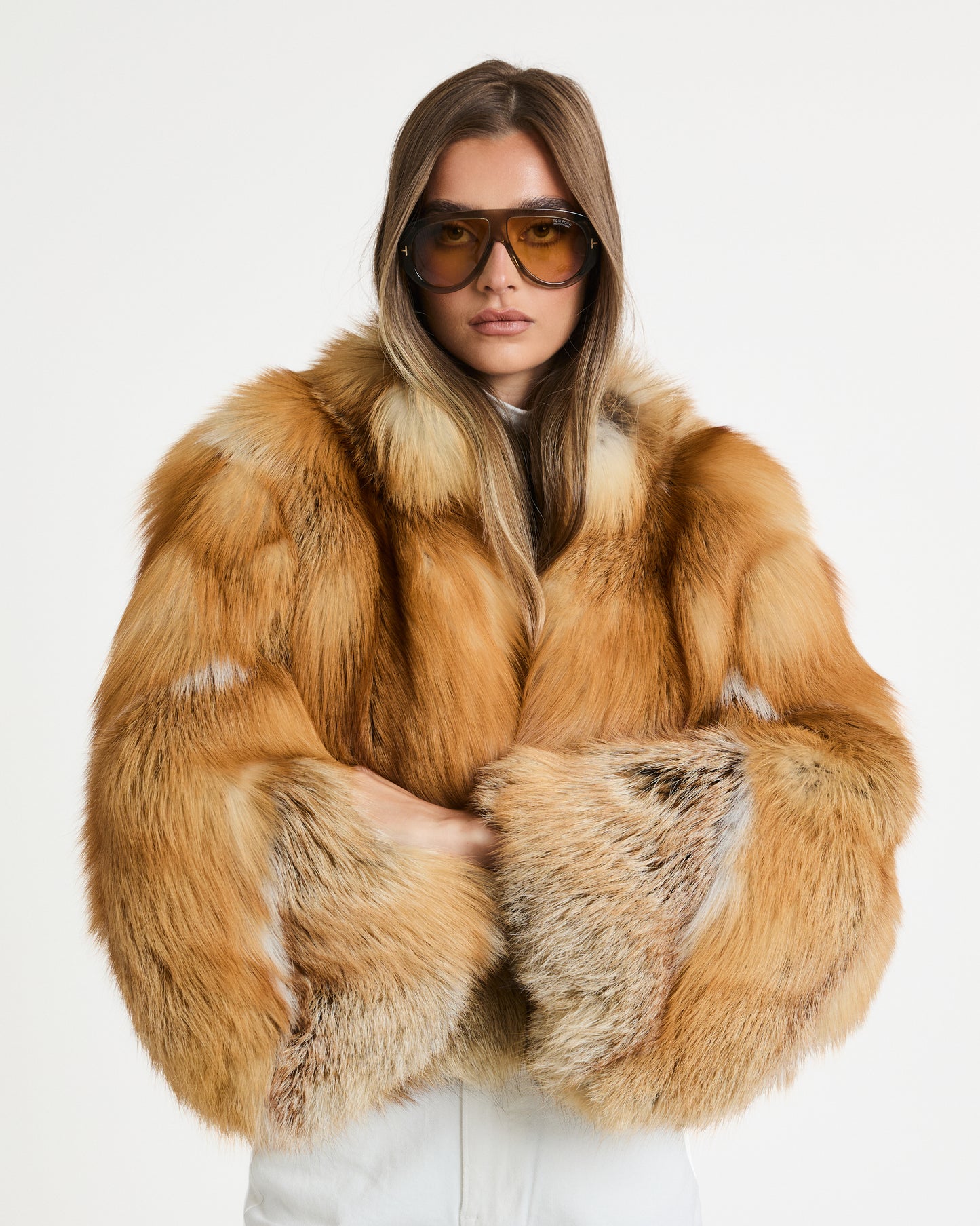 Red Fox Fur Full Pelt Coat with Collar
