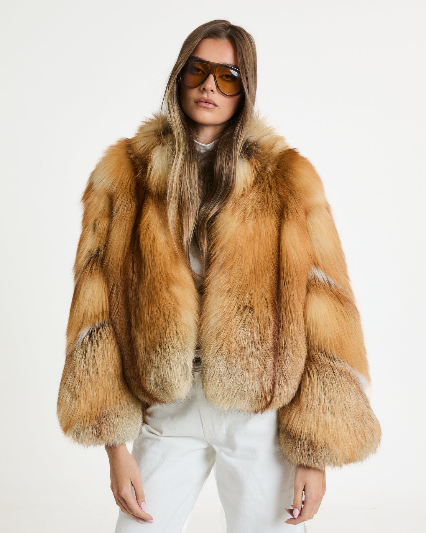 Red Fox Fur Full Pelt Coat with Collar