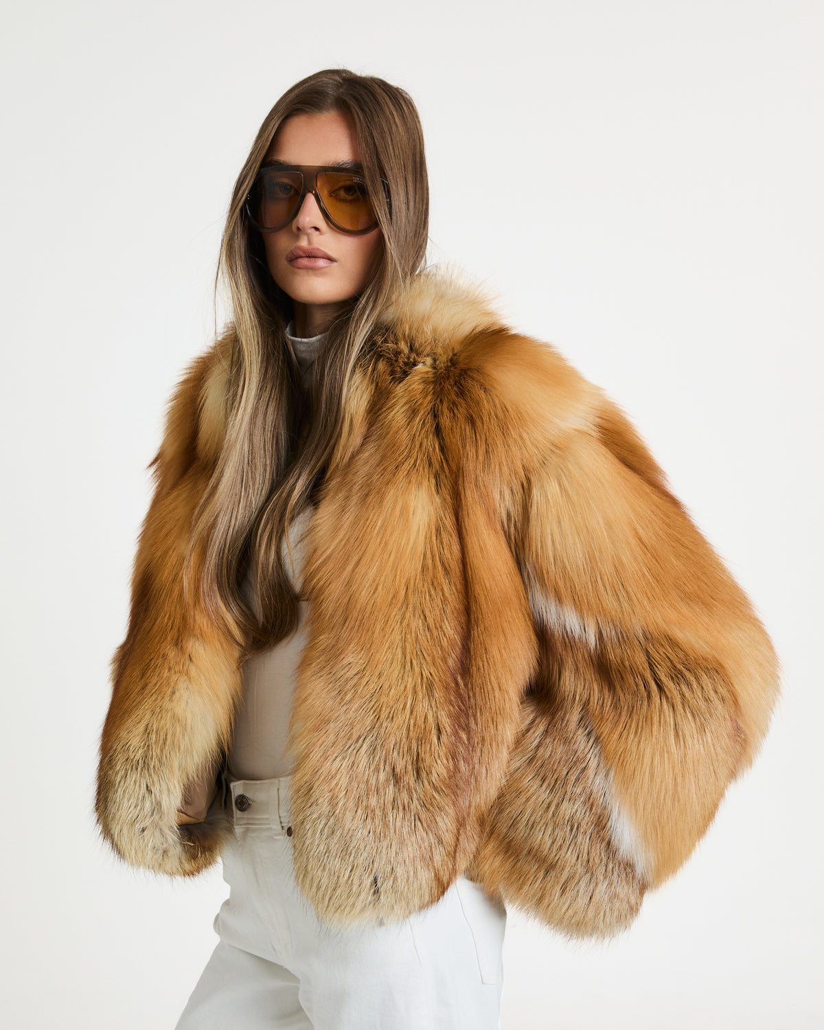 Red Fox Fur Full Pelt Coat with Collar