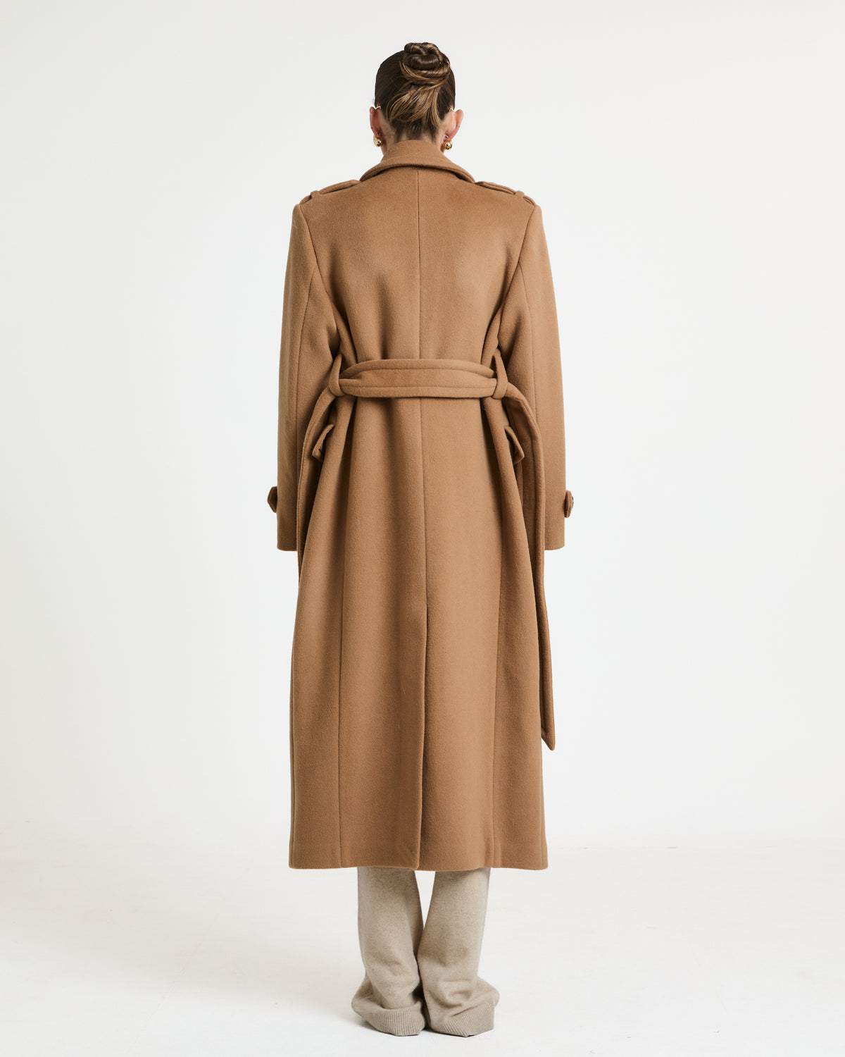 Rochelle Double Breasted Wool Coat with Belt Tie