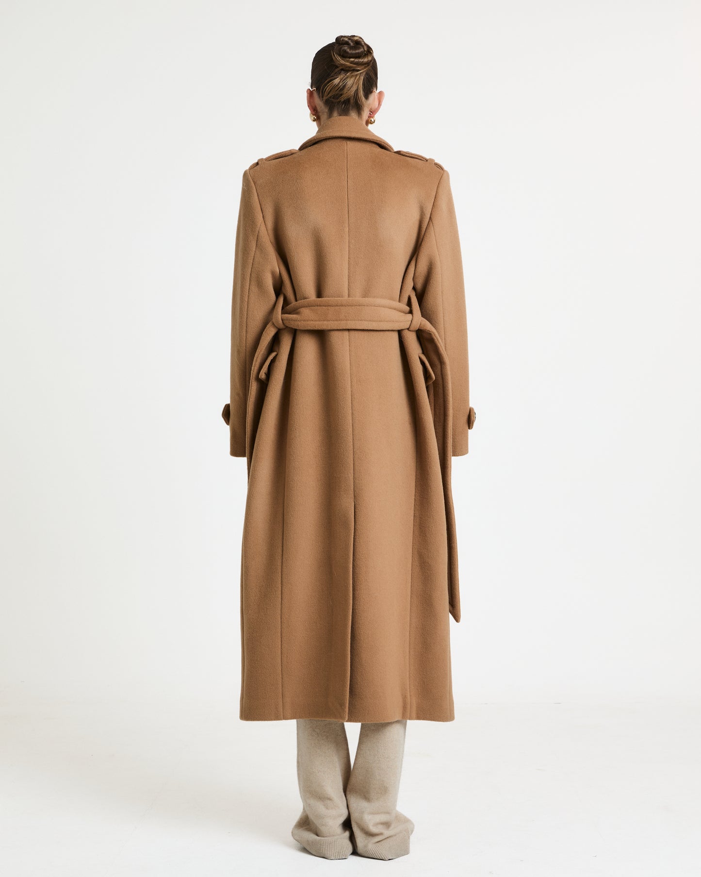 Rochelle Double Breasted Wool Coat with Belt Tie