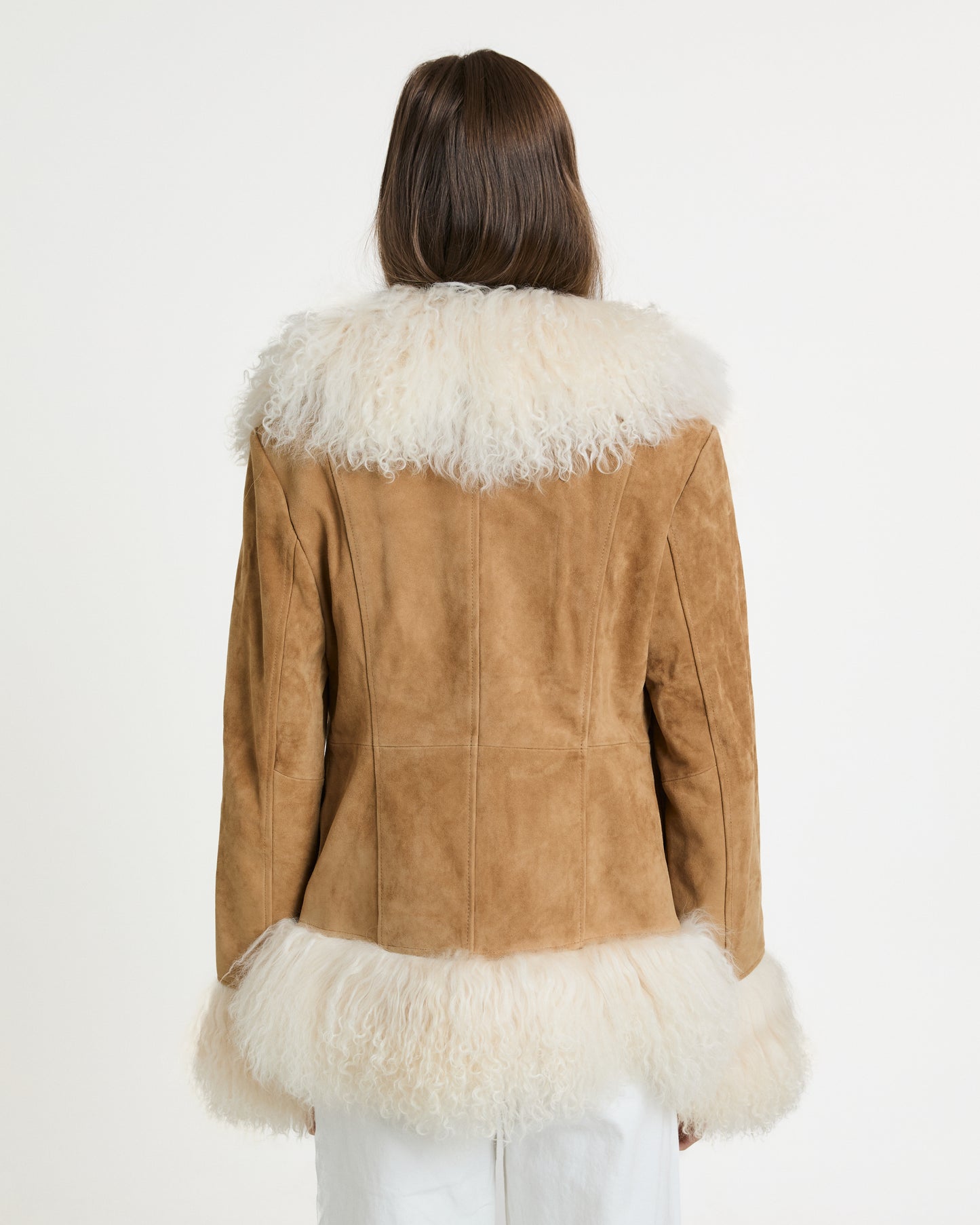 Arianna Suede Coat with Mongolia Fur Detail
