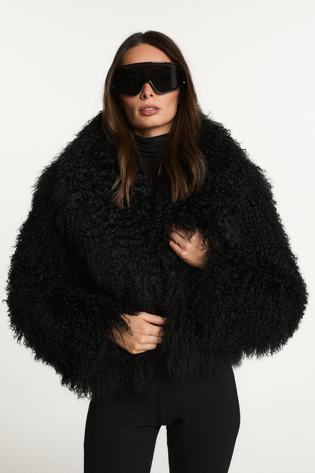 Elsa Cropped Mongolian Fur Coat