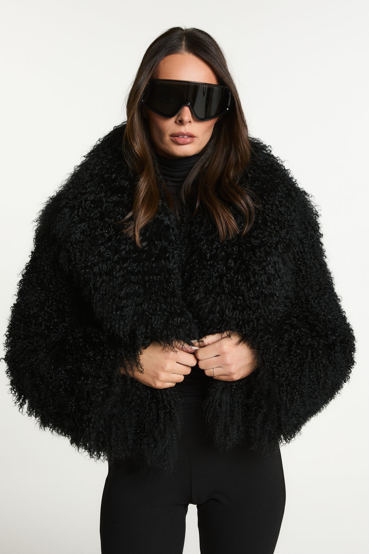 Elsa Cropped Mongolian Fur Coat