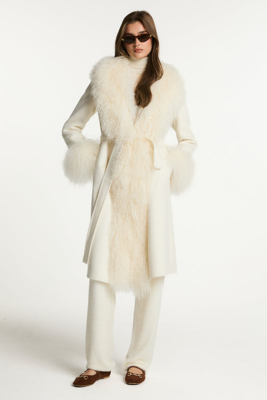 Harper Wool Coat with Mongolian Fur