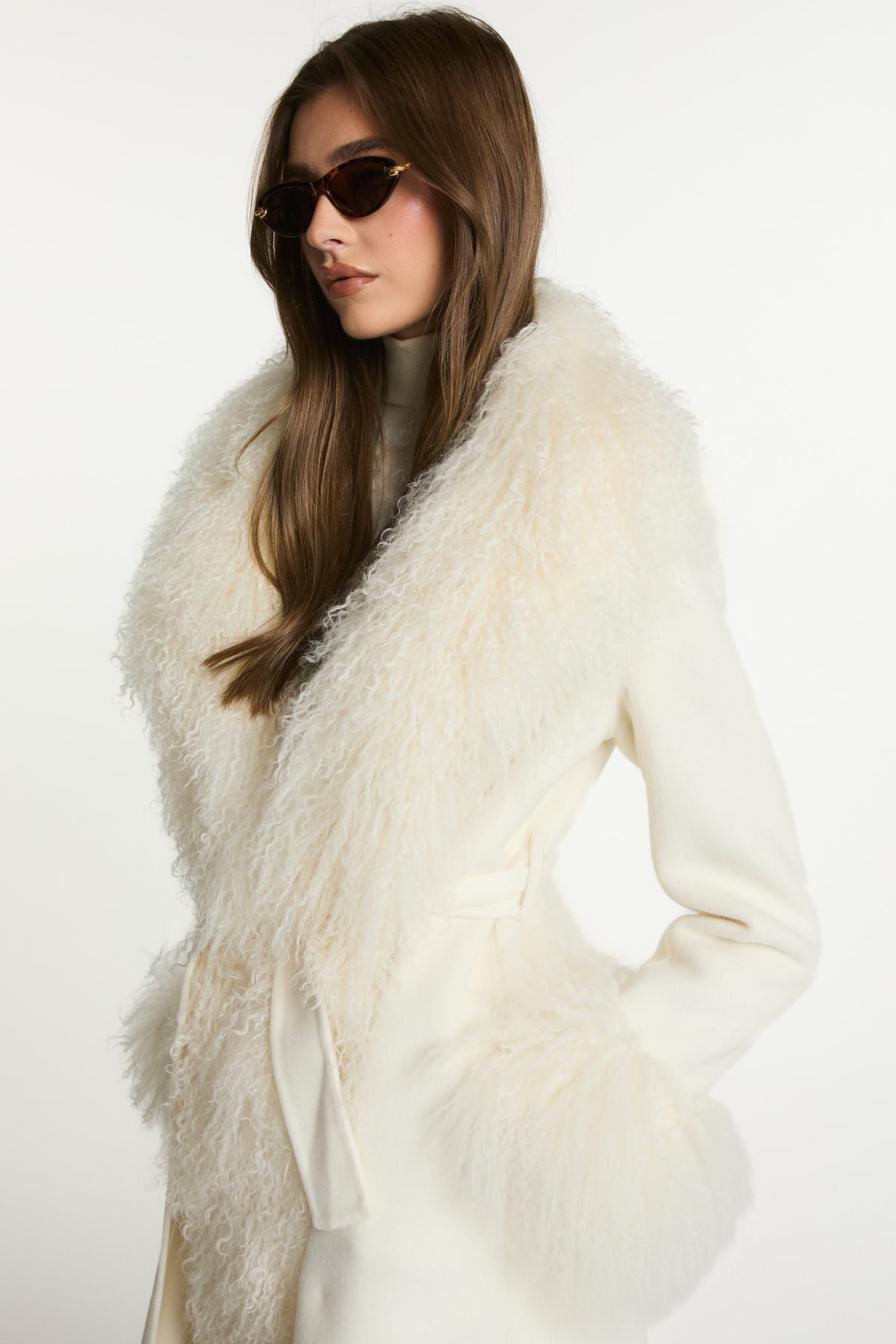 Harper Wool Coat with Mongolian Fur