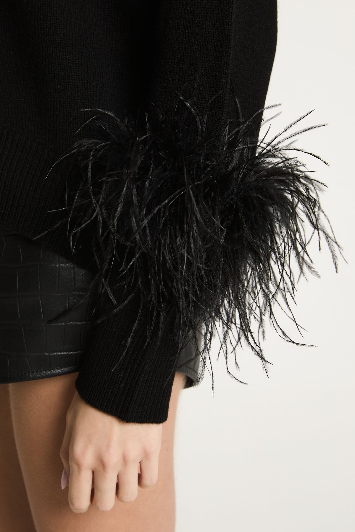 Wool Jumper with Feather Cuffs
