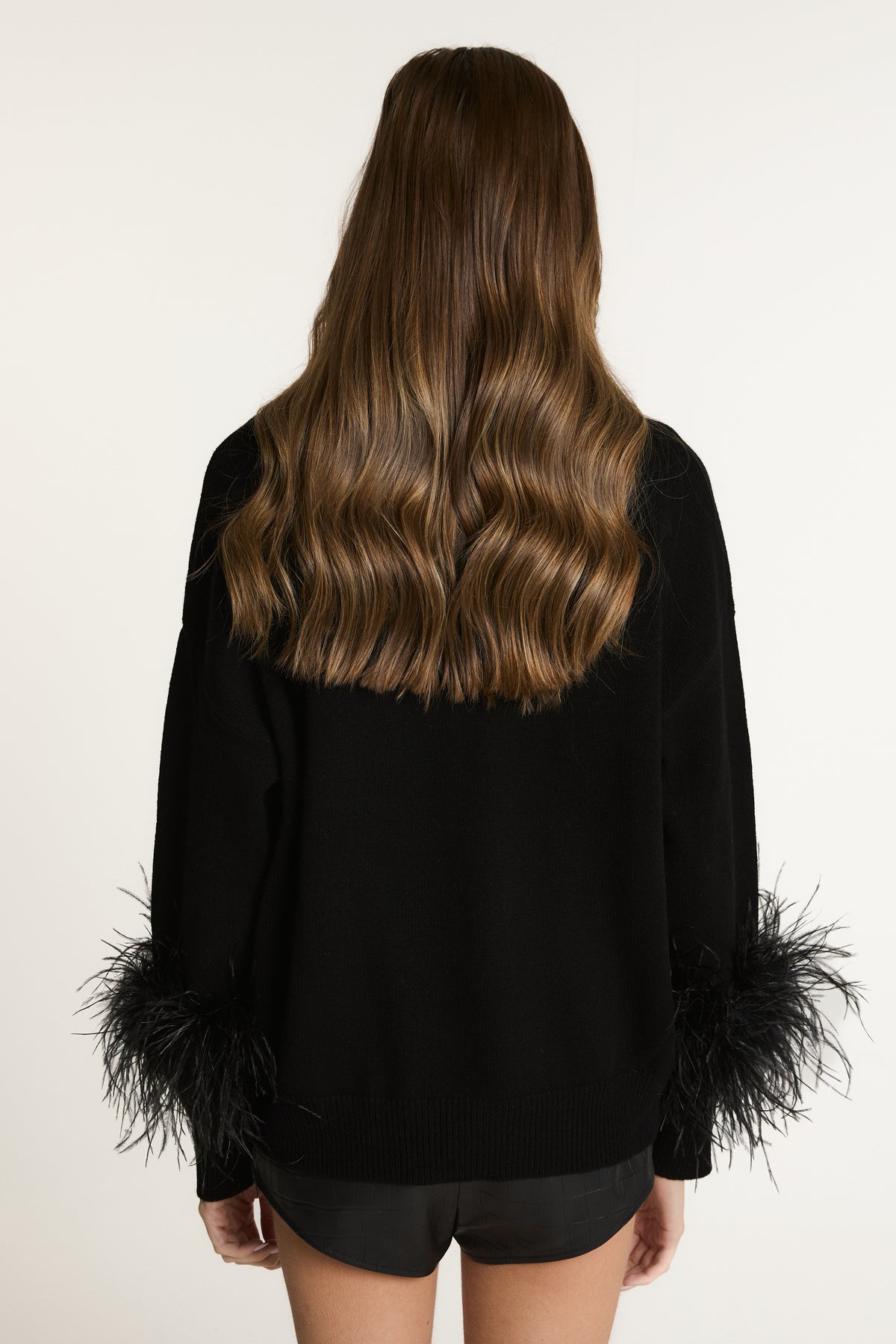 Wool Jumper with Feather Cuffs