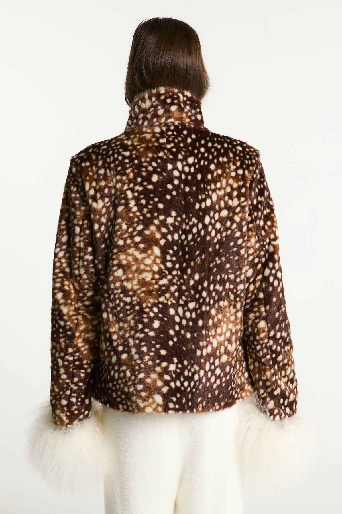 Bambi Faux Fur Coat with Mongolian Fur Cuffs