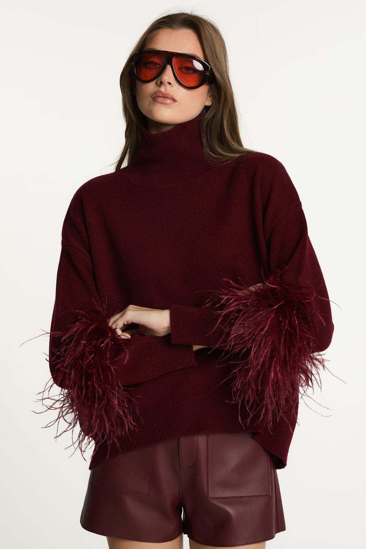 Wool Jumper with Feather Cuffs