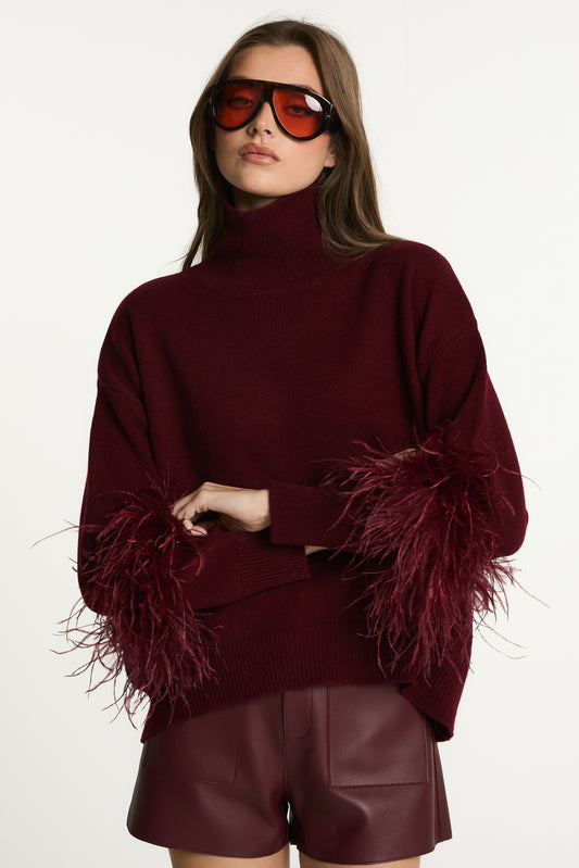 Wool Jumper with Feather Cuffs