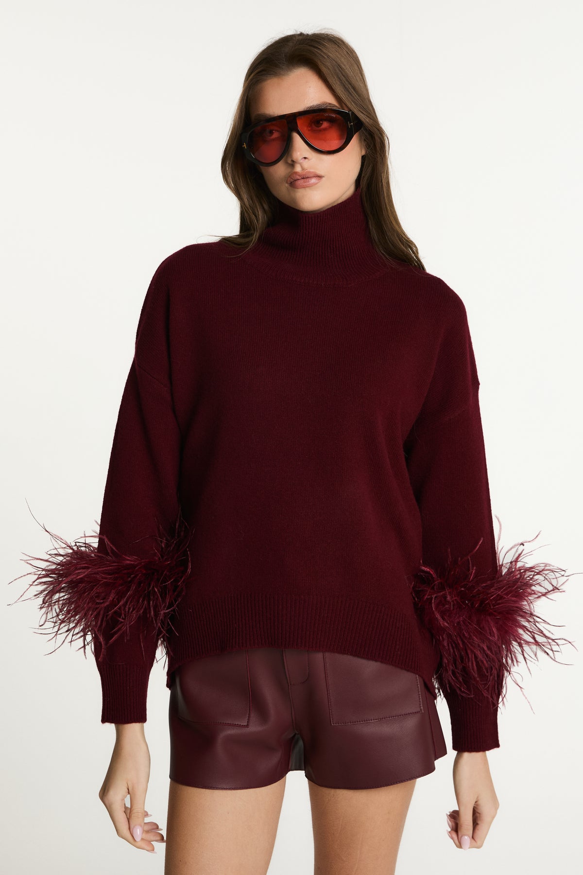 Wool Jumper with Feather Cuffs