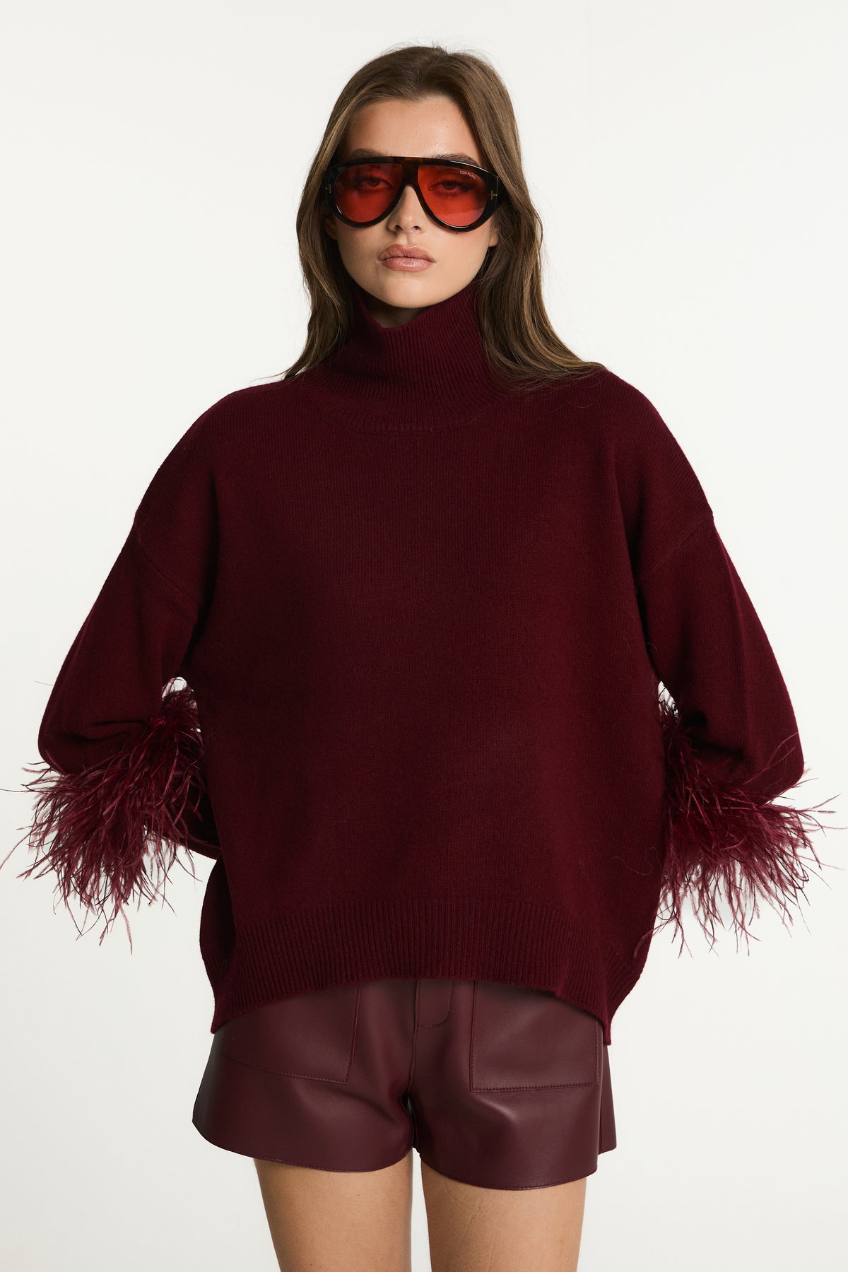 Wool Jumper with Feather Cuffs