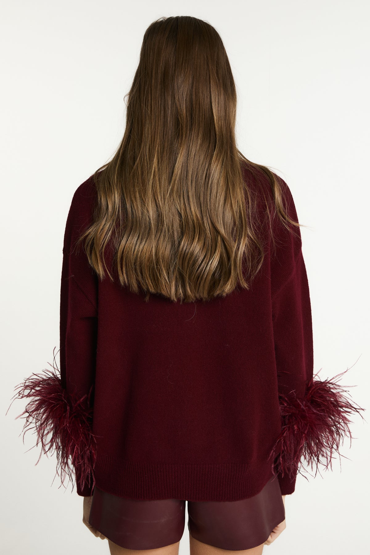 Wool Jumper with Feather Cuffs