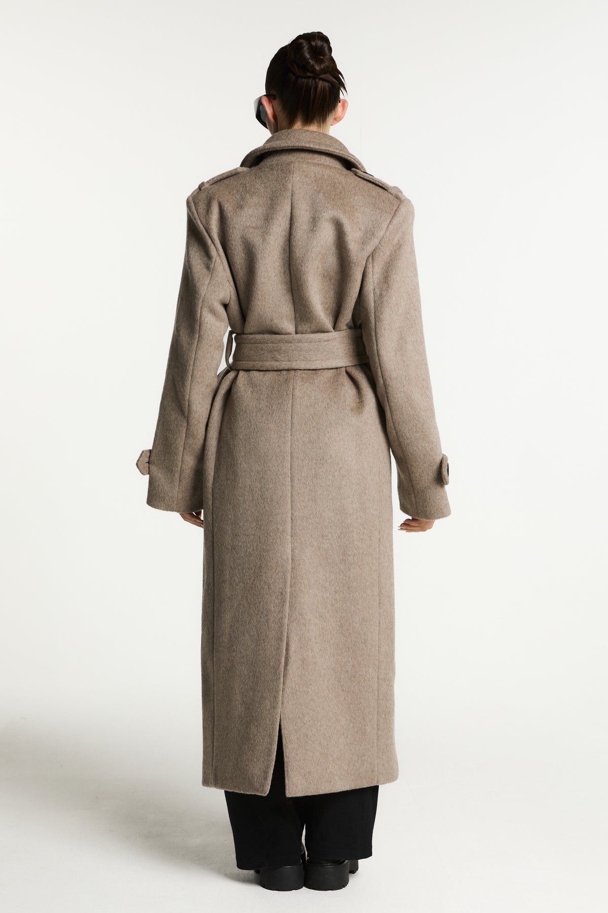 Rochelle Double Breasted Wool Coat with Belt Tie
