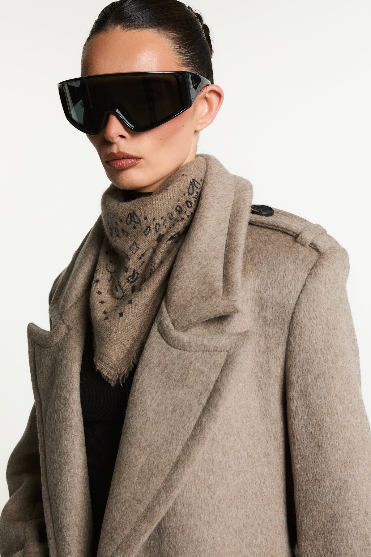 Rochelle Double Breasted Wool Coat with Belt Tie