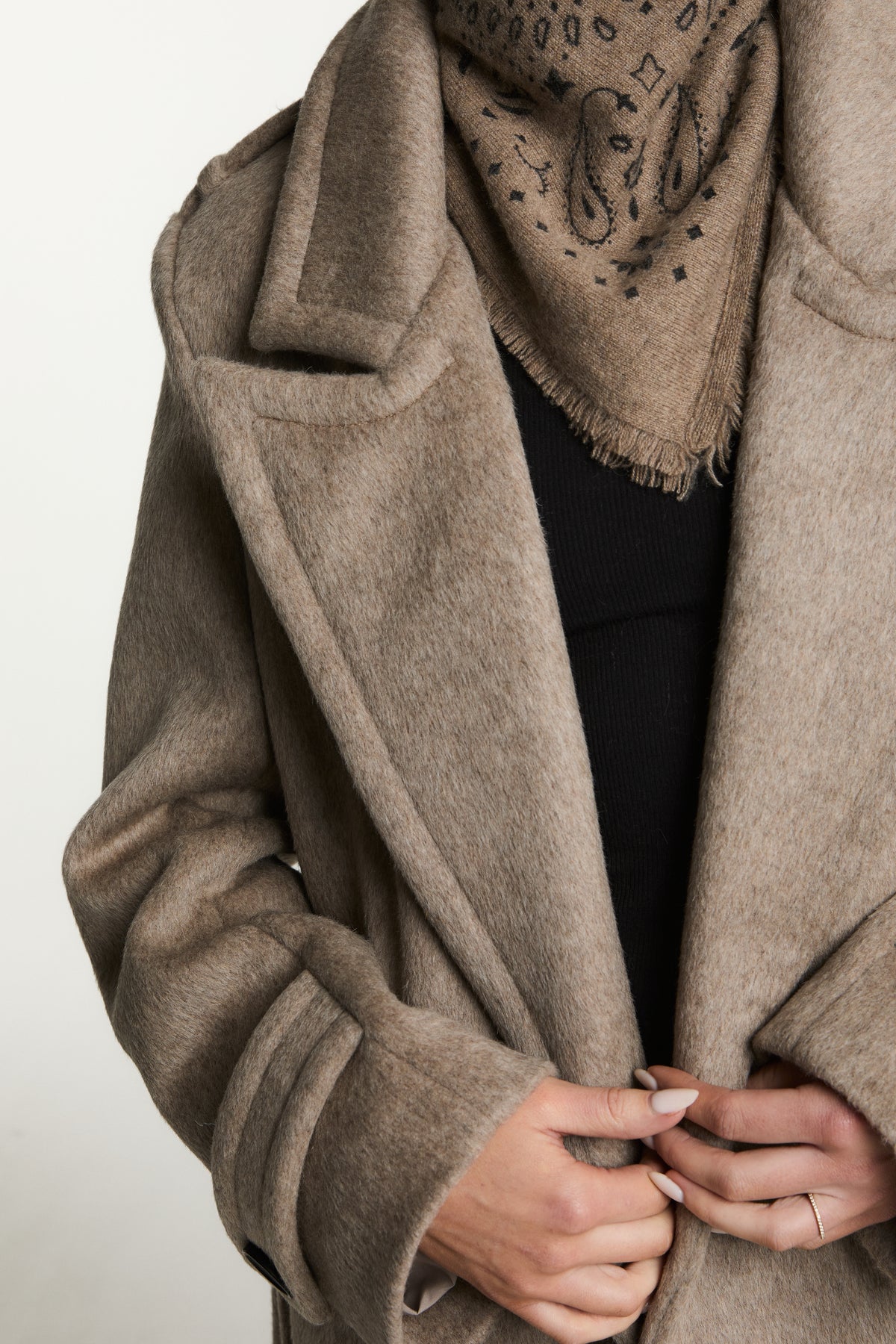 Rochelle Double Breasted Wool Coat with Belt Tie