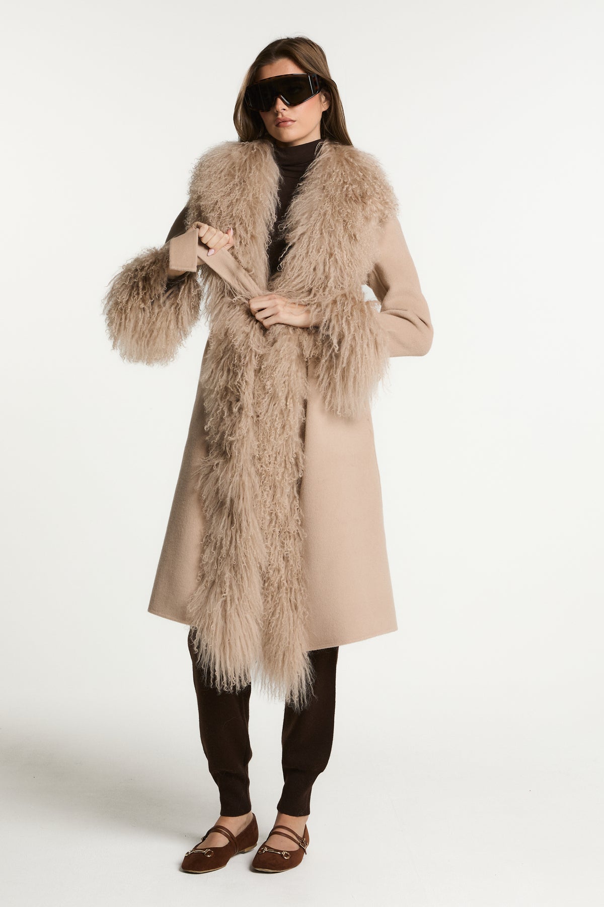 Harper Wool Coat with Mongolian Fur