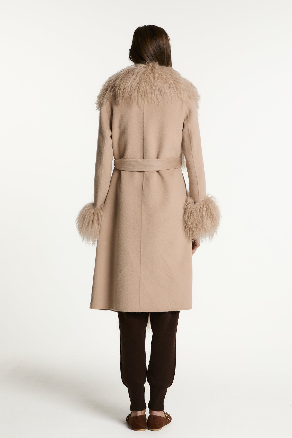Harper Wool Coat with Mongolian Fur