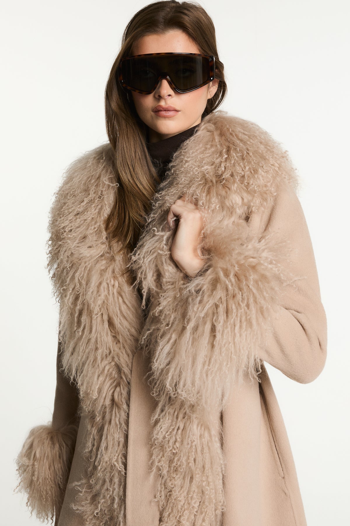 Harper Wool Coat with Mongolian Fur