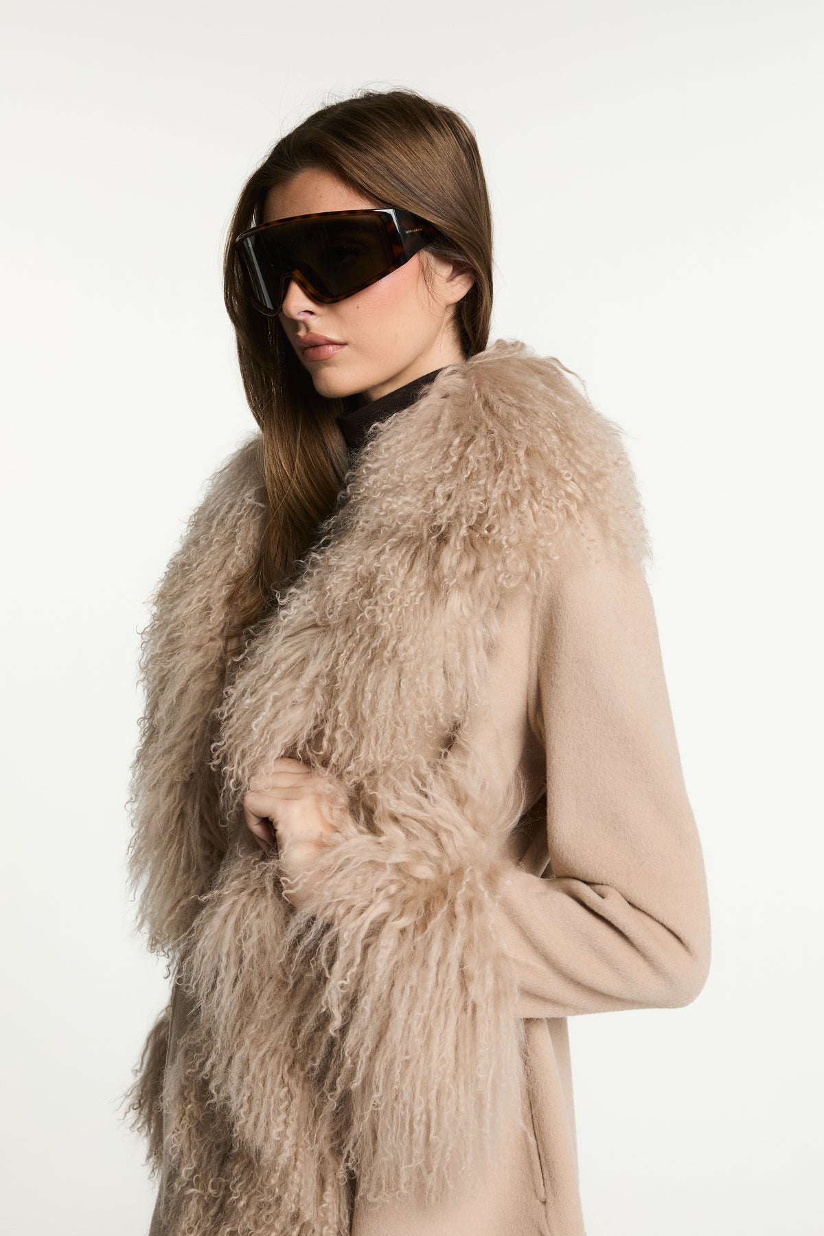 Harper Wool Coat with Mongolian Fur