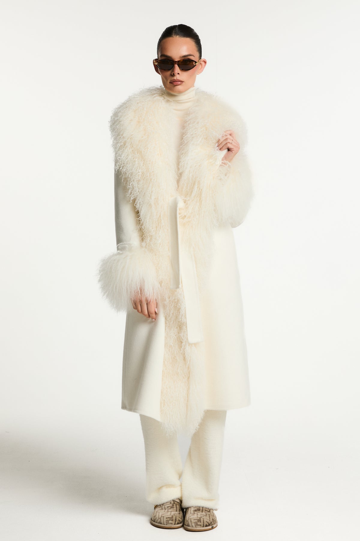 Harper Wool Coat with Mongolian Fur