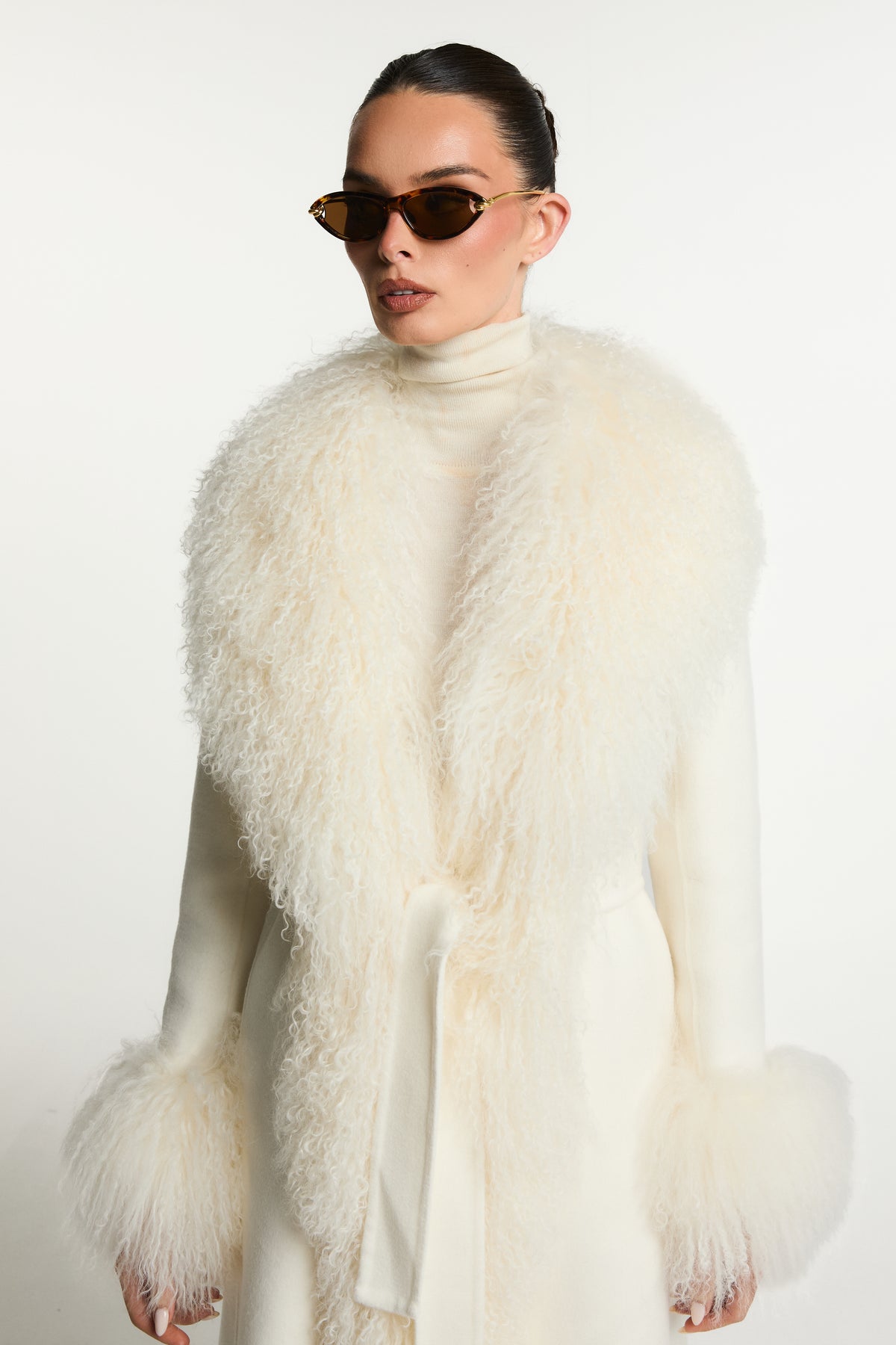 Harper Wool Coat with Mongolian Fur